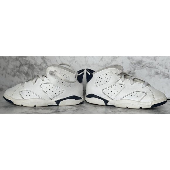 Nike Air Jordan 6 Retro TD Midnight Navy White 384667-141‎ Toddler 10c Sneakers - Picture 6 of 10